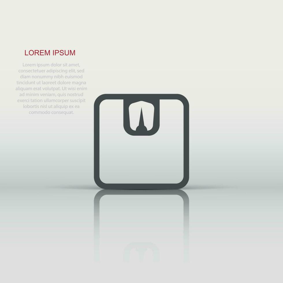Vector bathroom scale weigher icon in flat style. Weigher sign illustration pictogram. Balance business concept.