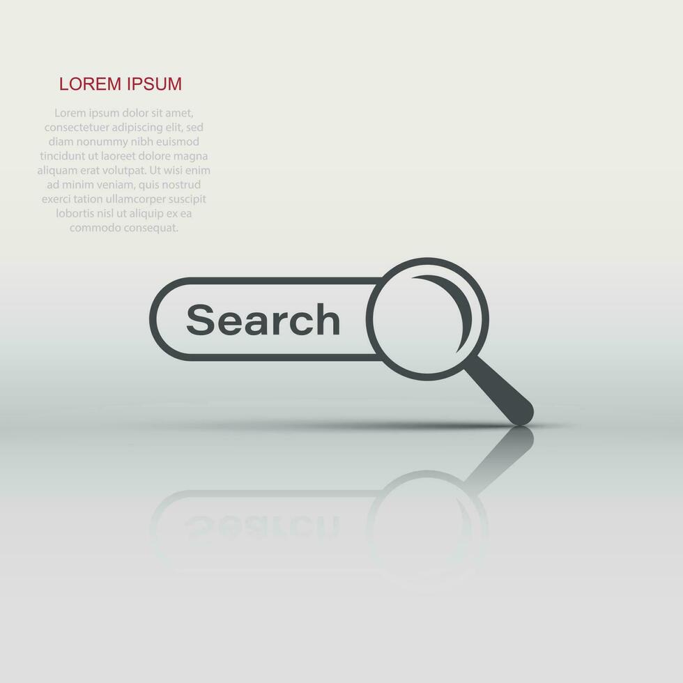 Search bar vector ui element icon in flat style. Search website form illustration field. Find search business concept.