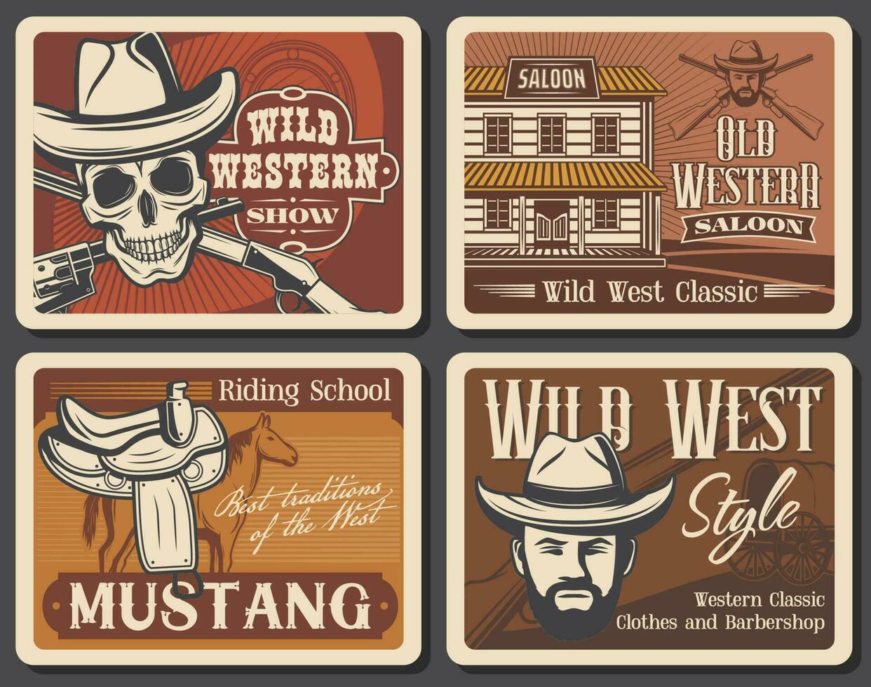 Retro posters, Wild West, American Western saloon vector