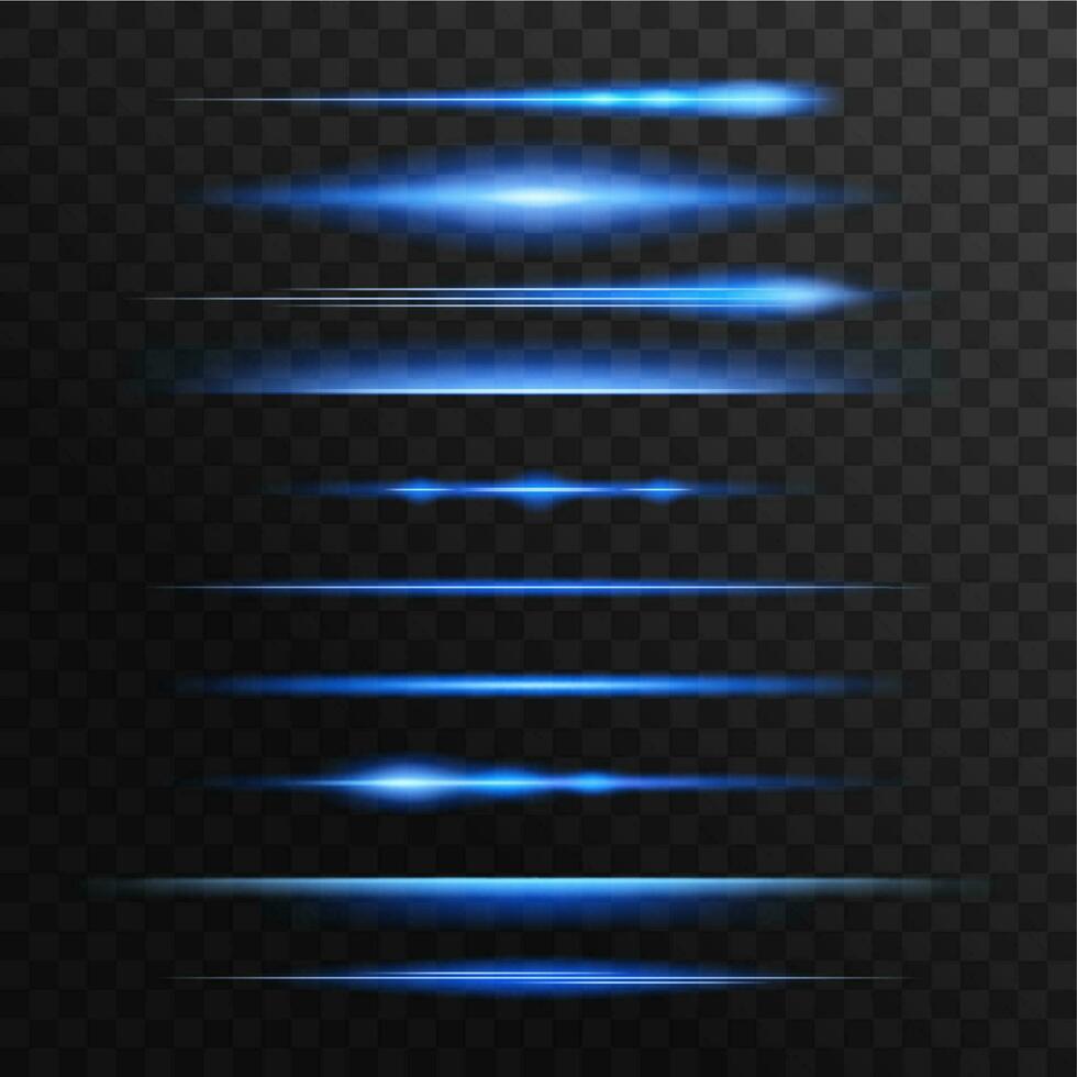 Blue and neon light flashes, glow vector lines