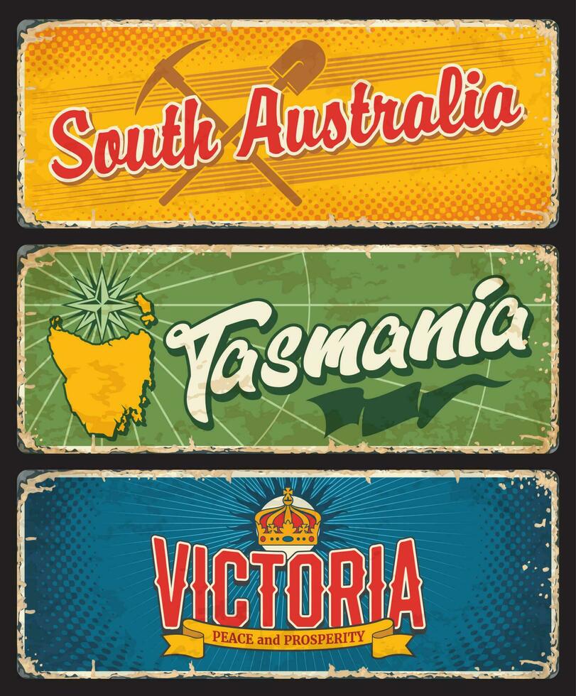 sur Australia, tasmania y victoria estados vector