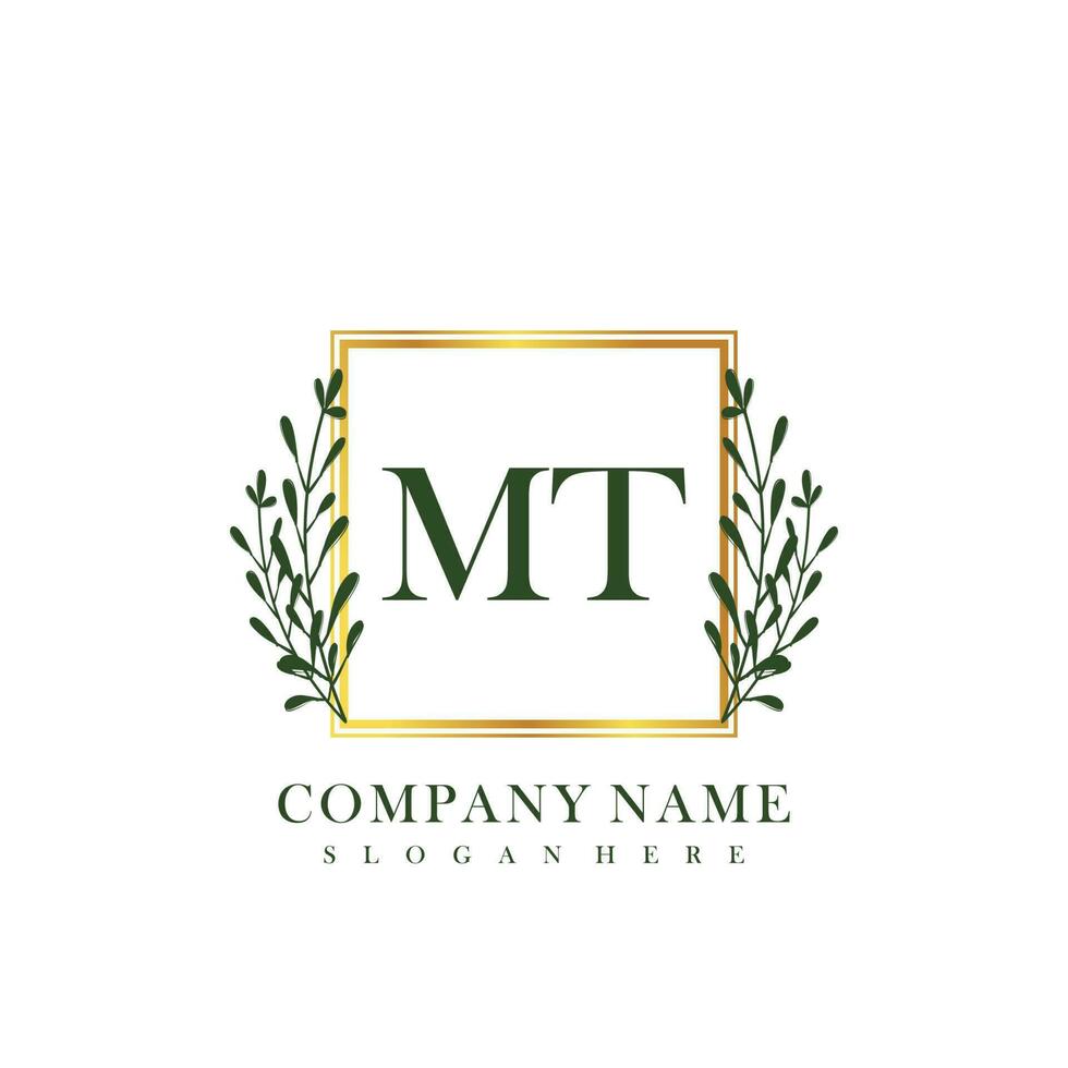 MT Initial beauty floral logo template vector