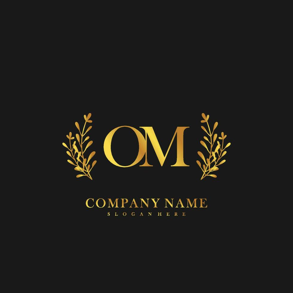 OM Initial beauty floral logo template vector