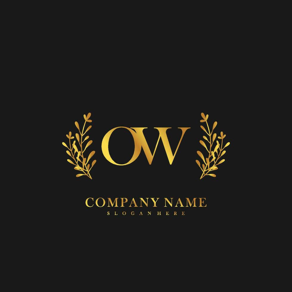 OW Initial beauty floral logo template vector