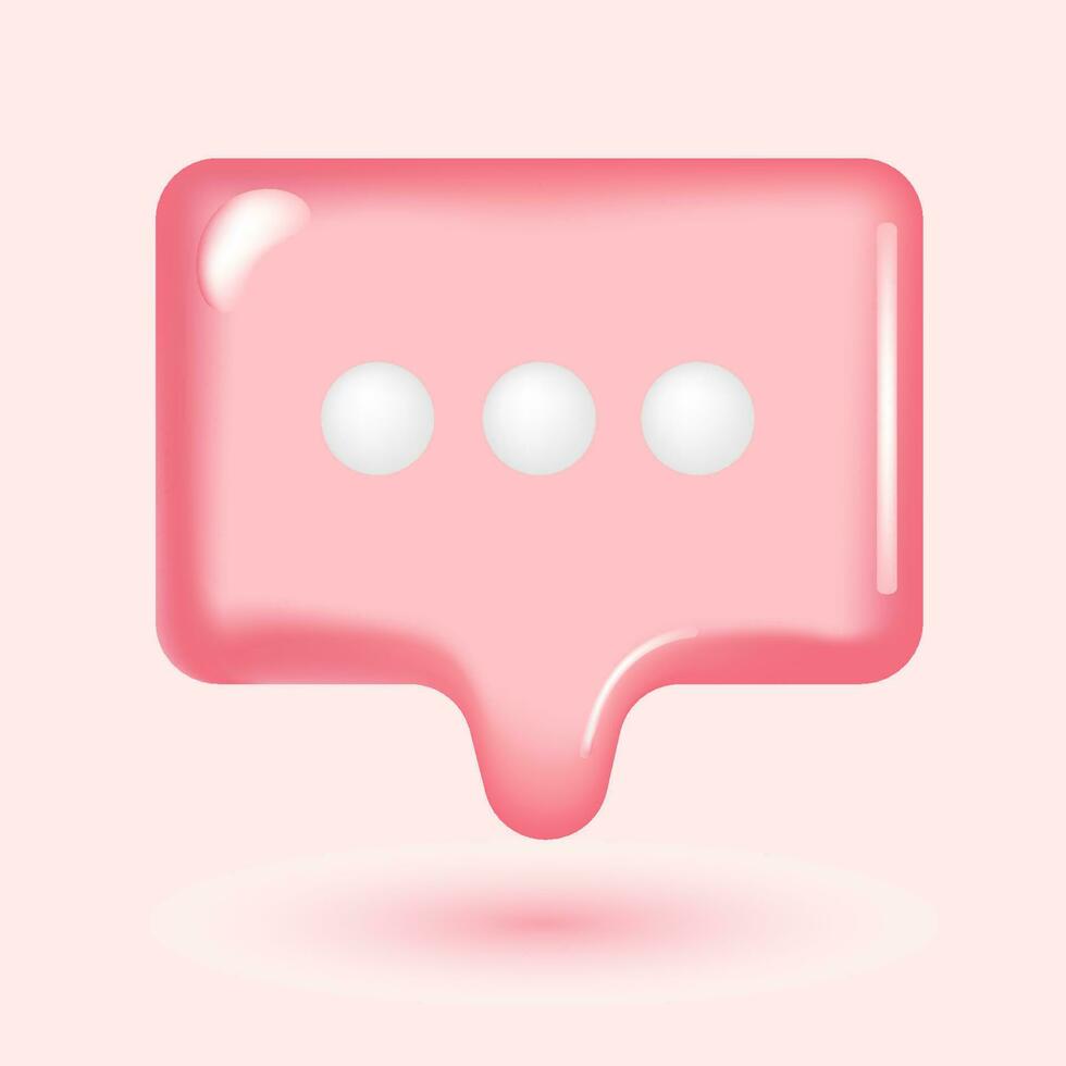 Pink glossy speech bubble illustration. Social network communication concept. Vector illustration