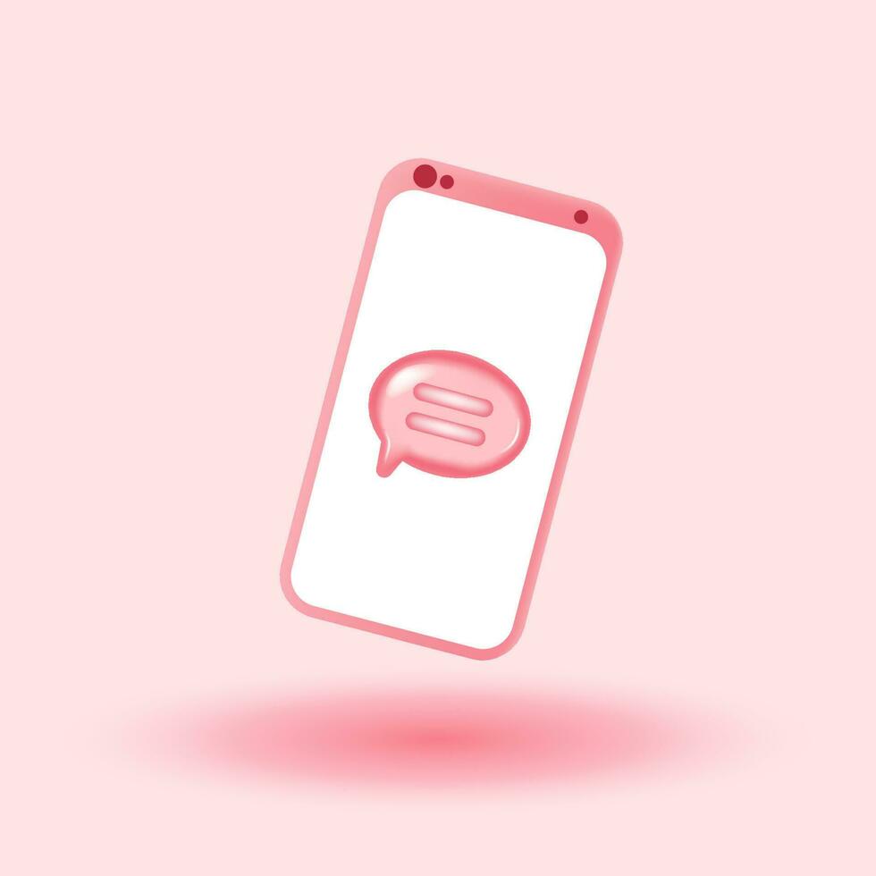 3D minimal speech bubble icon with notification new message on ...