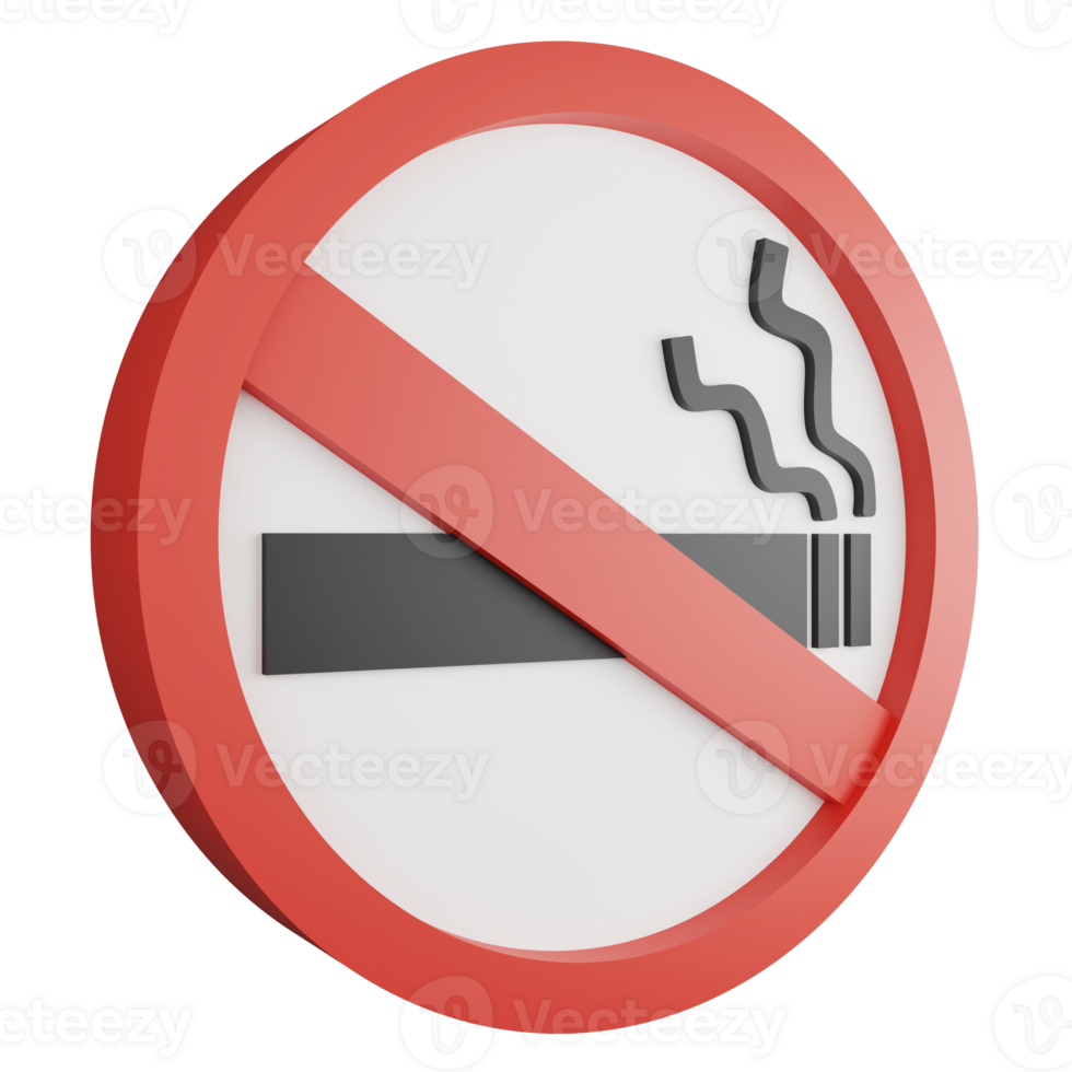 No smoking sign icon isolated on transparent background , 3D render red mandatory sign png