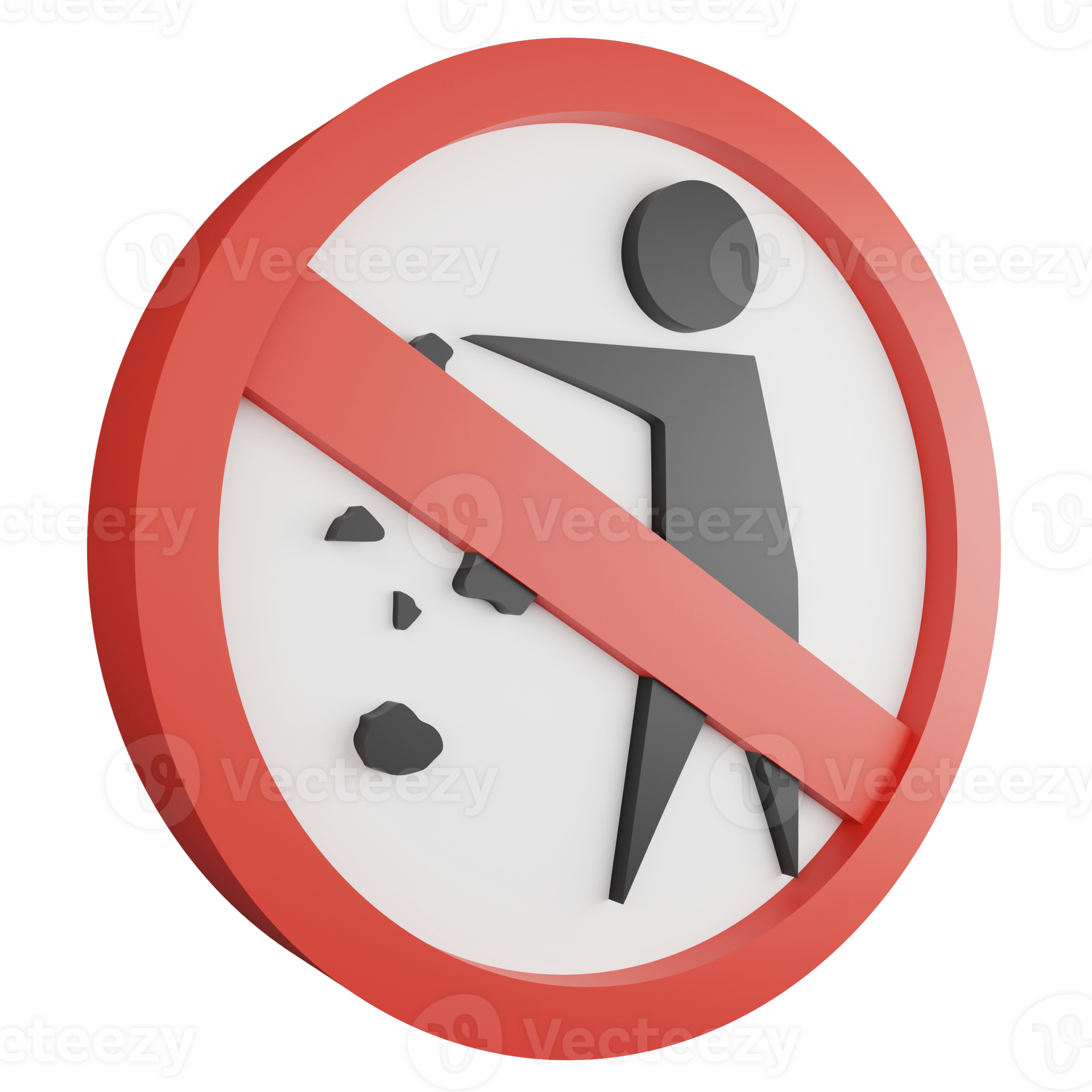 Do not litter sign icon isolated on transparent background , 3D render