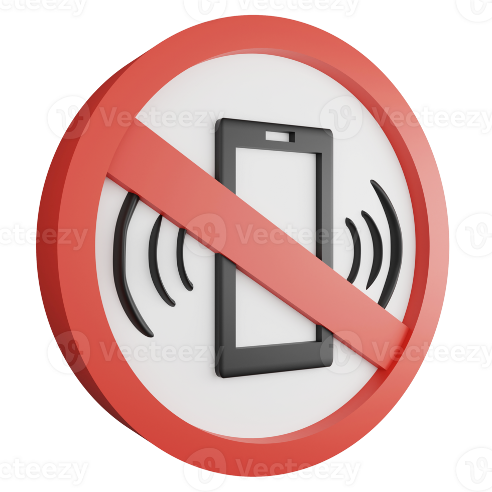 No phone sign icon isolated on transparent background , 3D render red mandatory sign png
