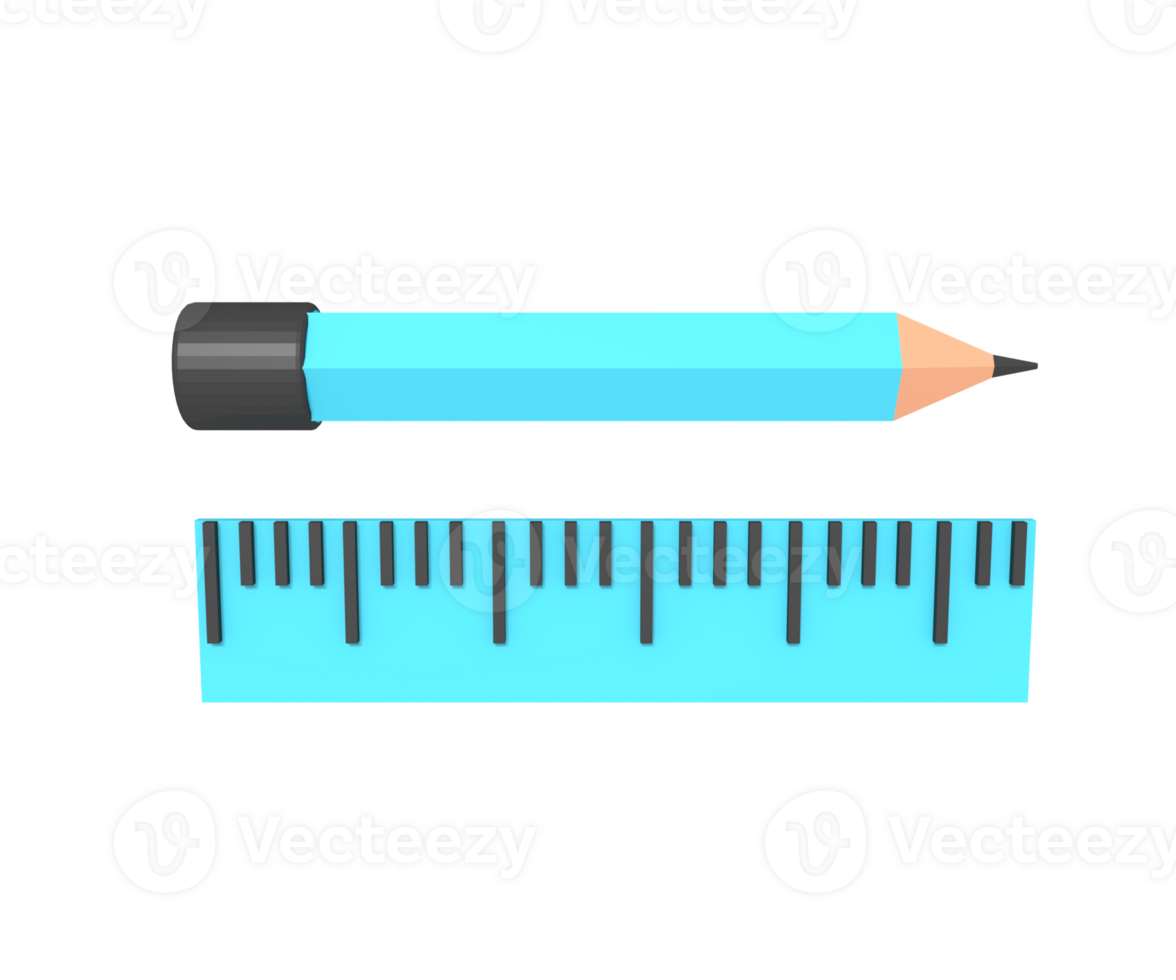 3d Symbol von Lineal und Bleistift png