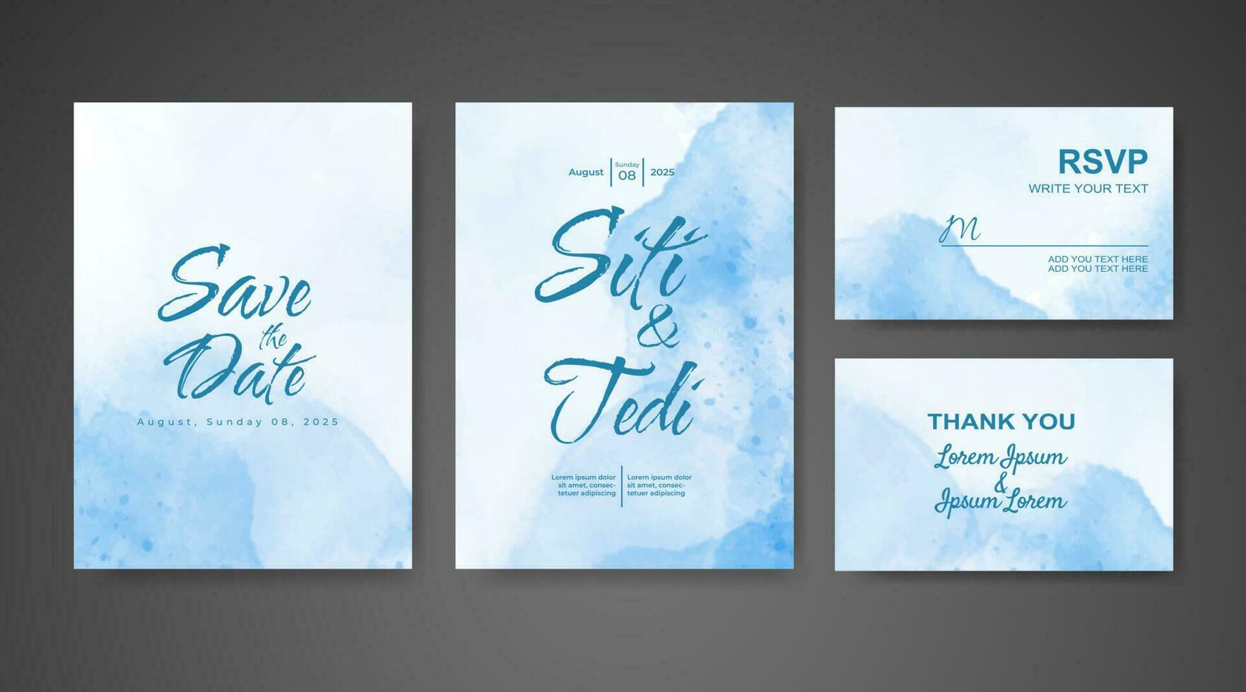 Wedding invitation with abstract watercolor background vector