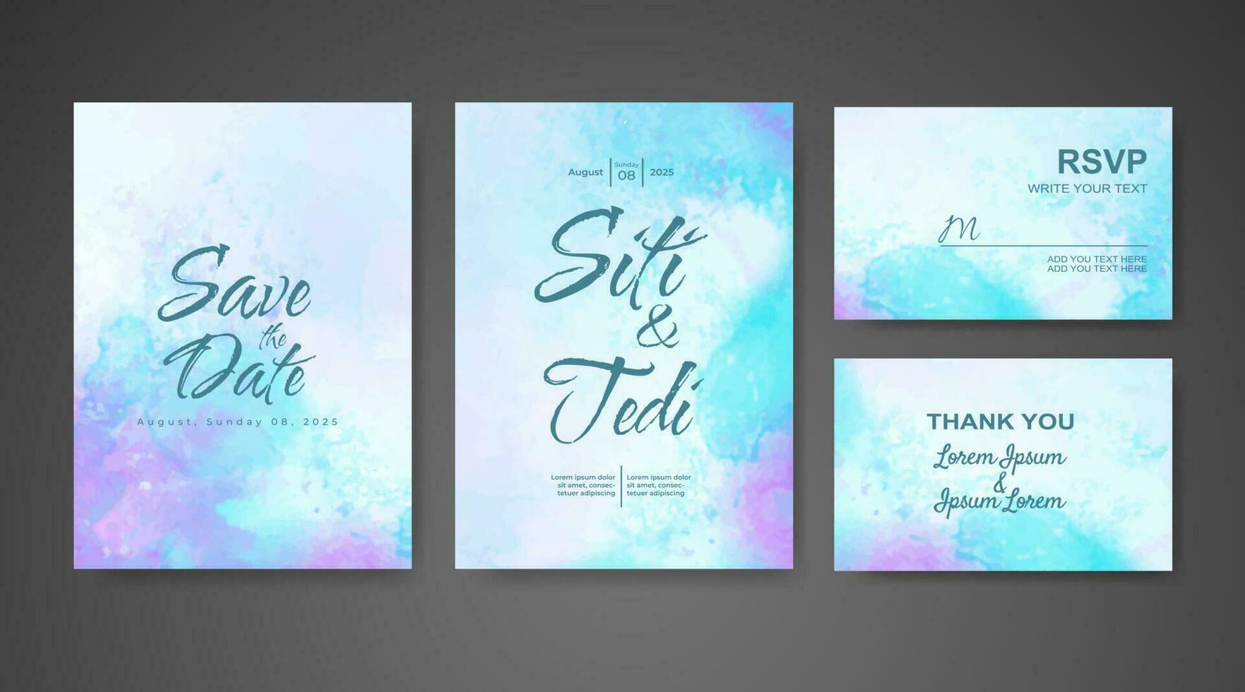 Wedding invitation with abstract watercolor background vector