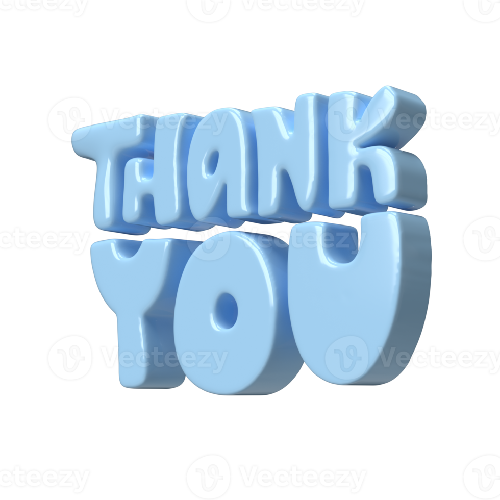 grazie voi blu lettering 3d testo icona mano disegnato, ringraziamento giorno carino illustrazione isolato trasparente png sfondo