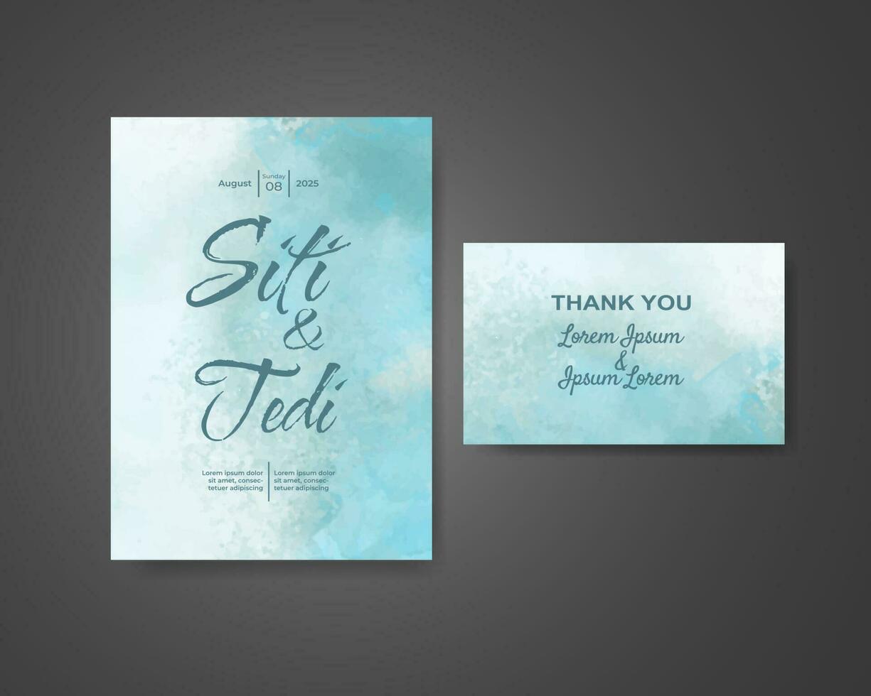 Wedding invitation with abstract watercolor background vector