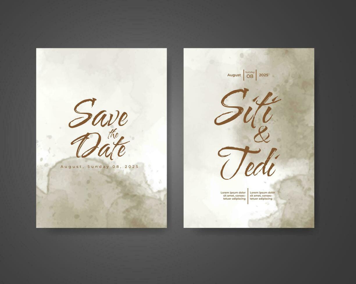 Wedding invitation with abstract watercolor background vector