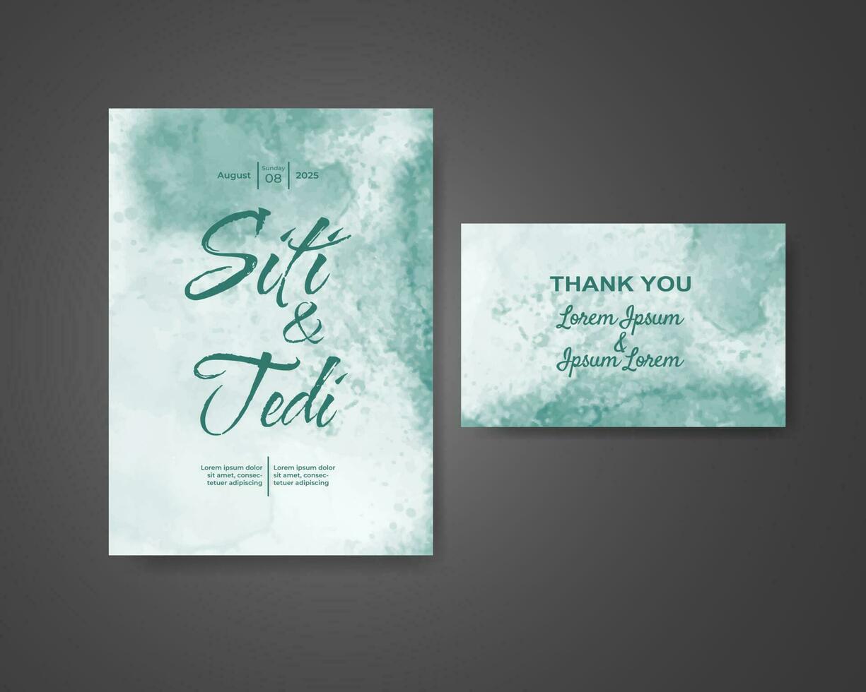 Wedding invitation with abstract watercolor background vector