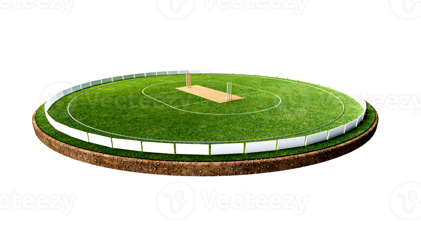 estádio de críquete redondo cortado ilustração 3d do terreno de jogo vazio da terra png