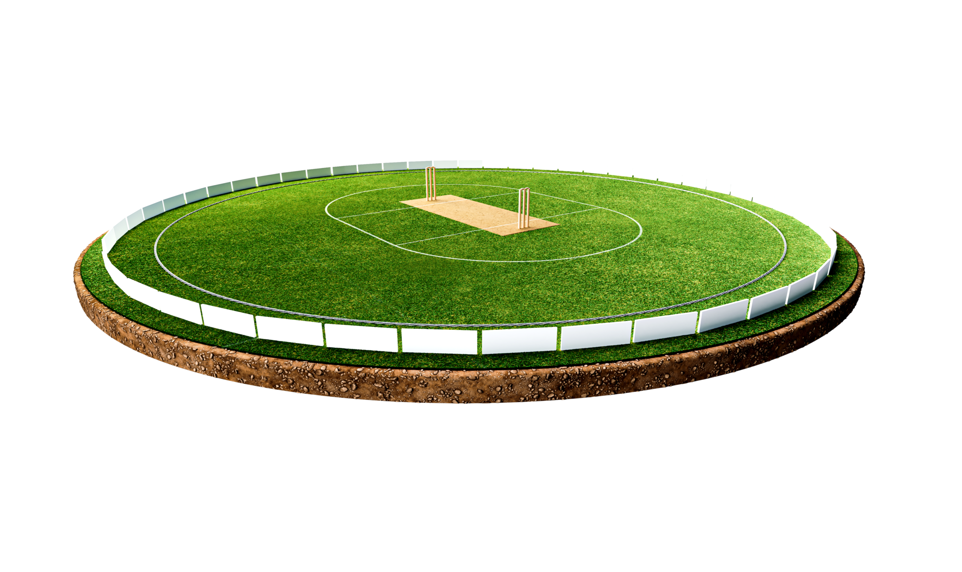 Round cricket stadium Cut out earth Empty Play Ground 3d illustration