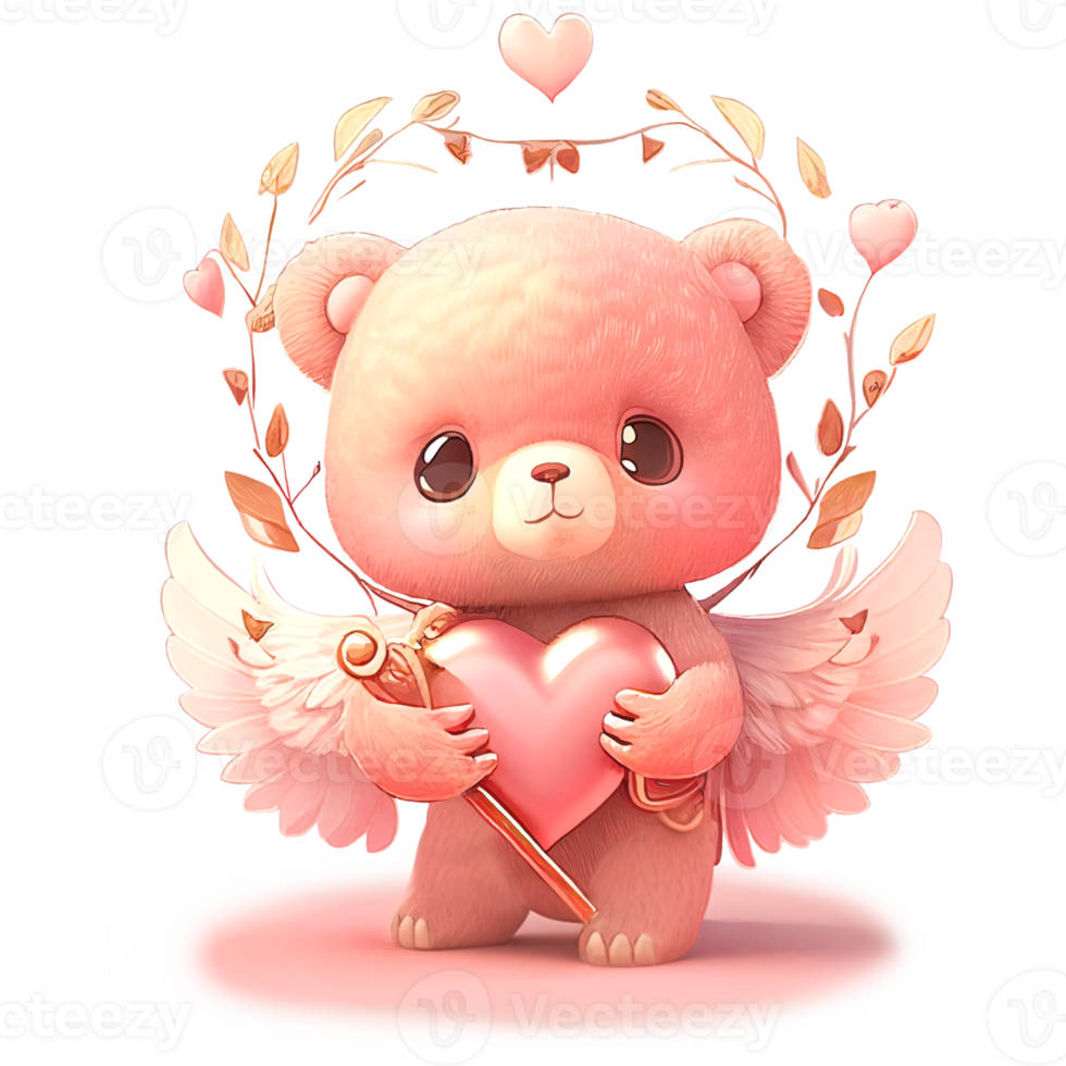 ai creare San Valentino orso amore Cupido cartone animato pittura png