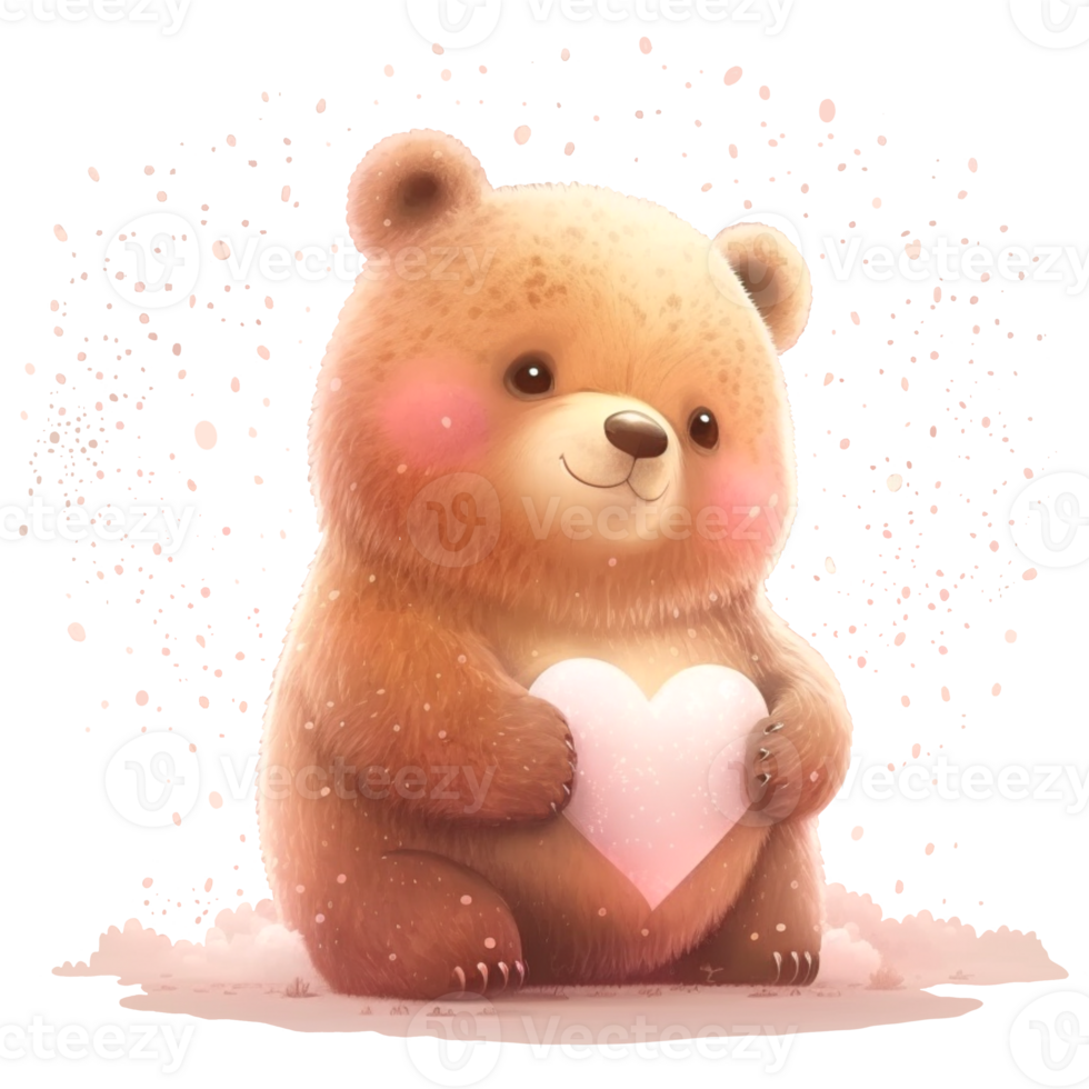 Ai Generate Valentine Bear Love Cupid Cartoon Painting png