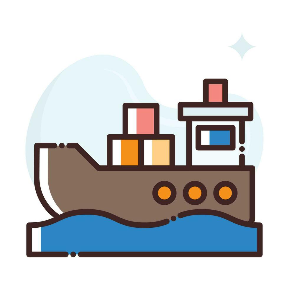 Cargo Ship vector Fill outline Icon style illustration. EPS 10