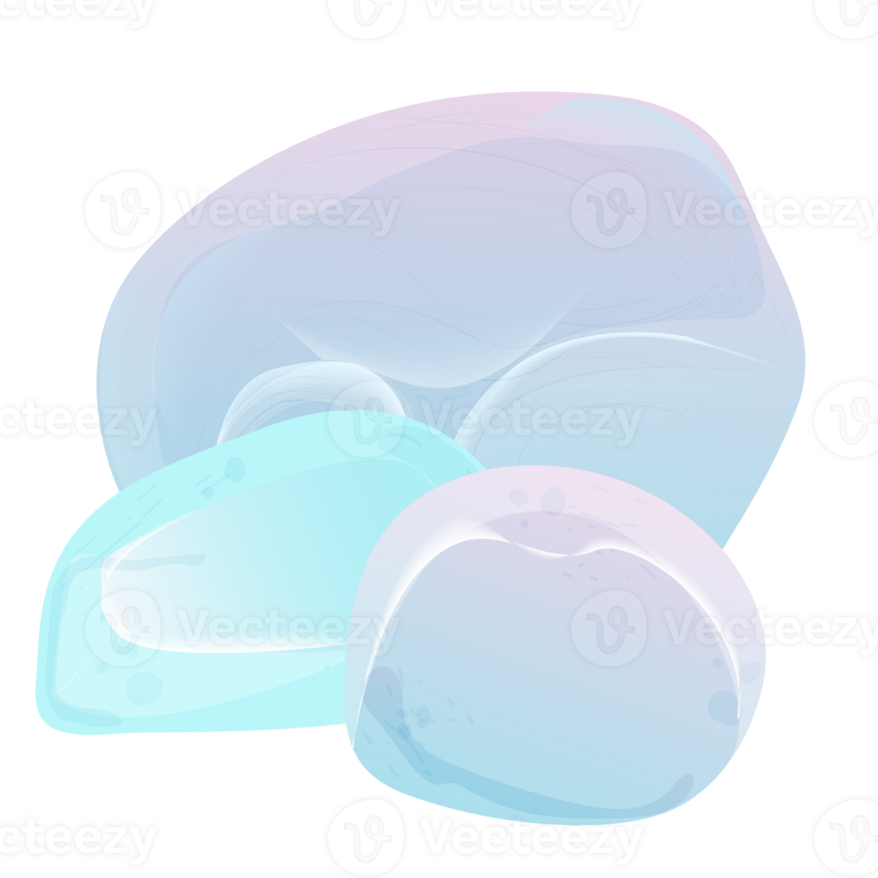 Crystal Stone Set. Healing Transparent Healing Quartz. Blue Gradient Transparent Bright Gemstone. The Magic Gem png