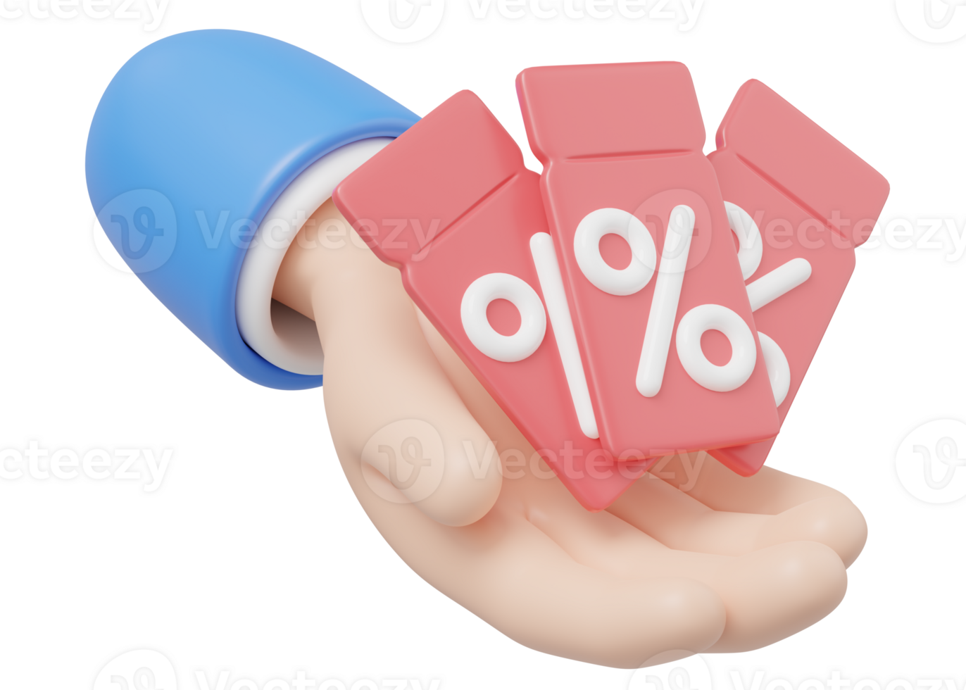 gebruik coupon boodschappen doen online. 3d hand- Holding een ventilator van korting prijs label vlotter geïsoleerd Aan transparant. speciaal tijd, flash uitverkoop, beperkt Promotie aanbod concept. tekenfilm icoon zacht. 3d weergave. png