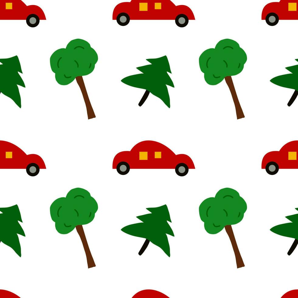 car pattern with tree vector