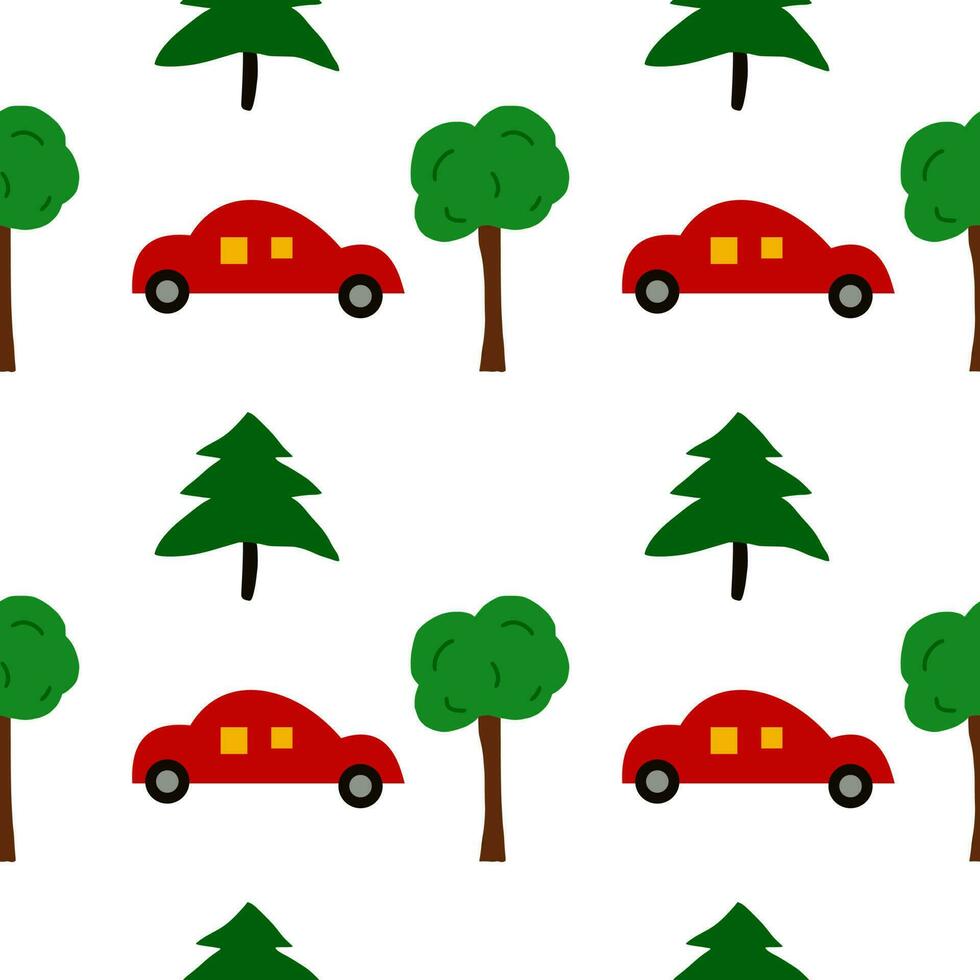 car pattern with tree vector