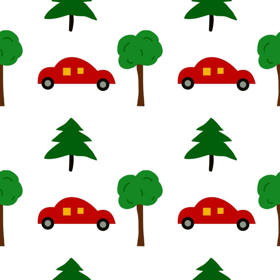 car pattern with tree vector