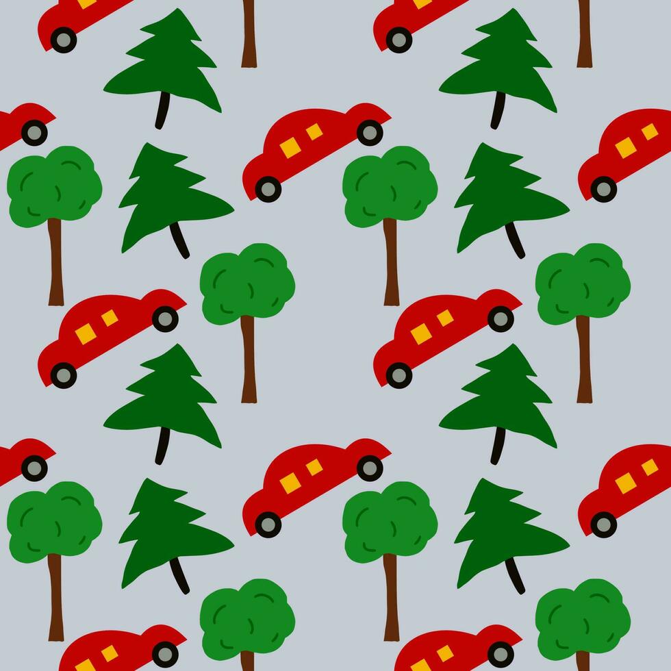 car pattern with tree vector