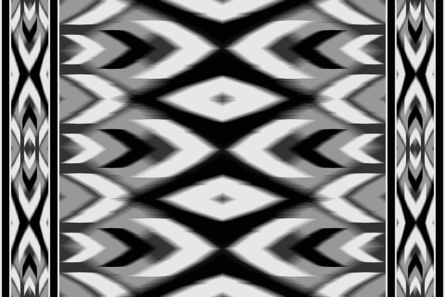 Ikat geometric pattern monochrome color. Abstract ikat tribal geometric shape seamless pattern. Ikat monochrome pattern use for fabric, textile, home decoration elements, upholstery, wrapping. vector