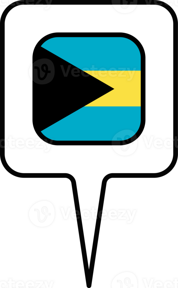 Bahamas flag Map pointer icon, square design. png