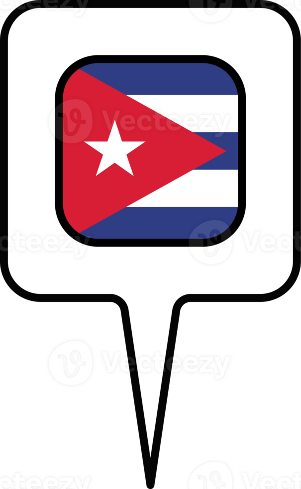 Cuba flag Map pointer icon, square design. png