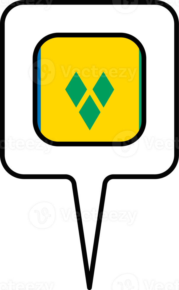Saint Vincent and the Grenadines flag Map pointer icon, square design. png
