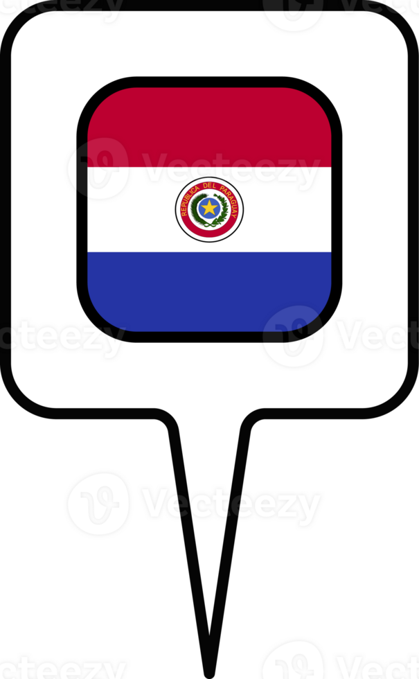 Paraguay flag Map pointer icon, square design. png
