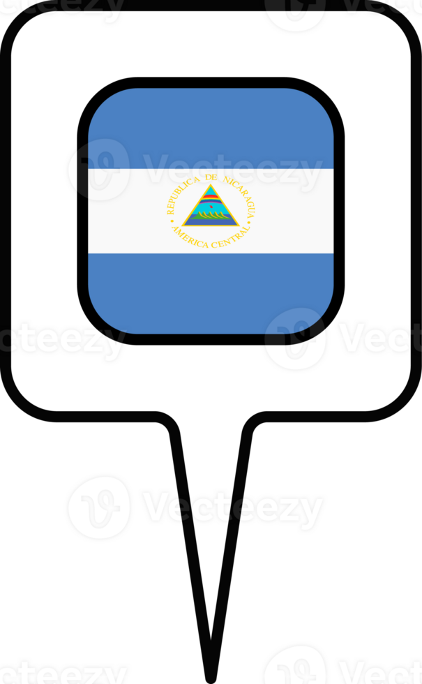 Nicaragua flag Map pointer icon, square design. png