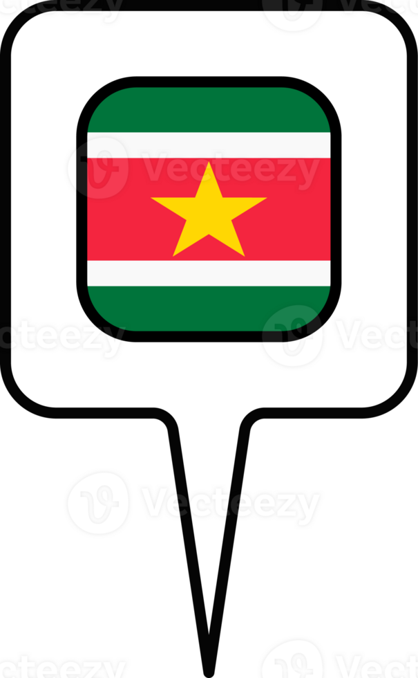 Suriname flag Map pointer icon, square design. png