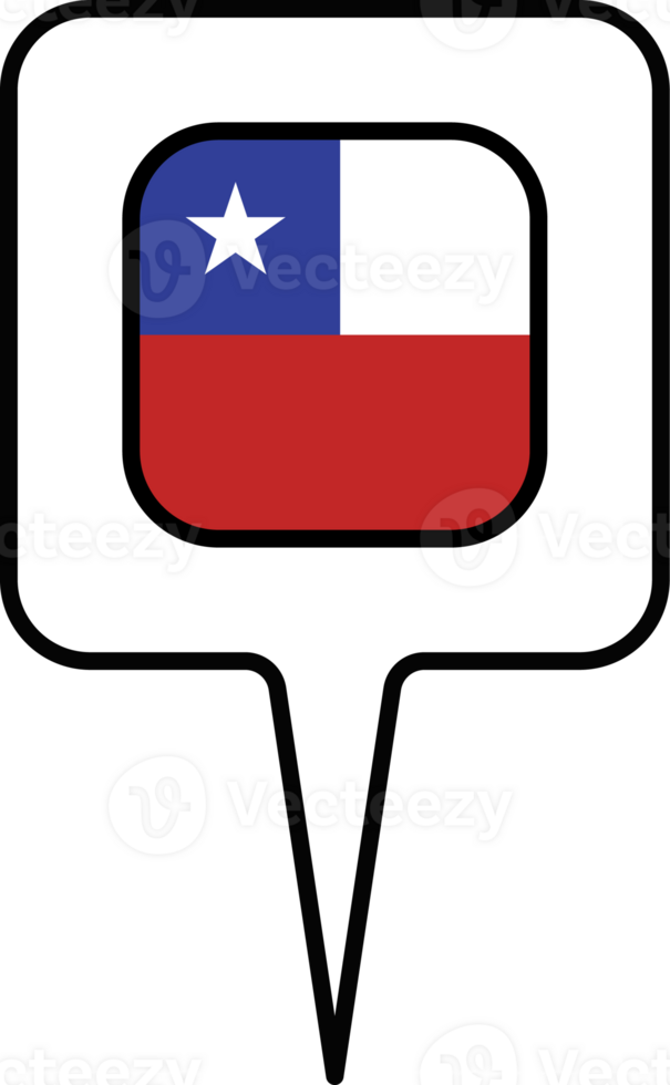 Chile flag Map pointer icon, square design. png