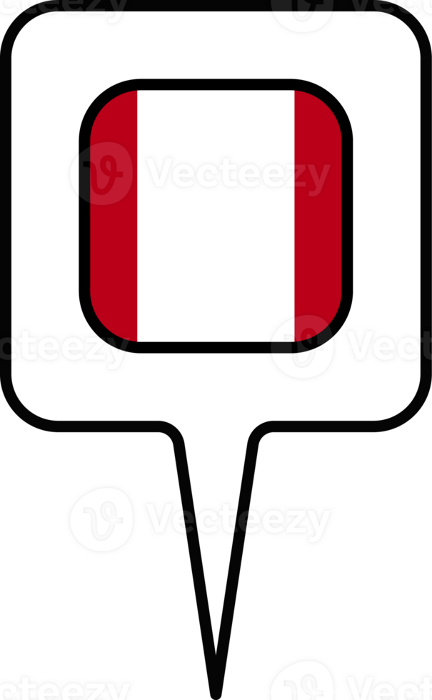Peru flag Map pointer icon, square design. png