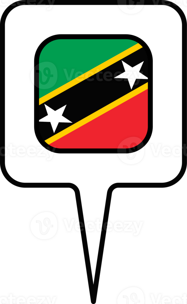 Saint Kitts and Nevis flag Map pointer icon, square design. png