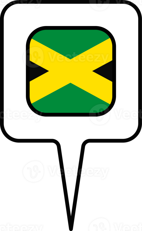 Jamaica flag Map pointer icon, square design. png