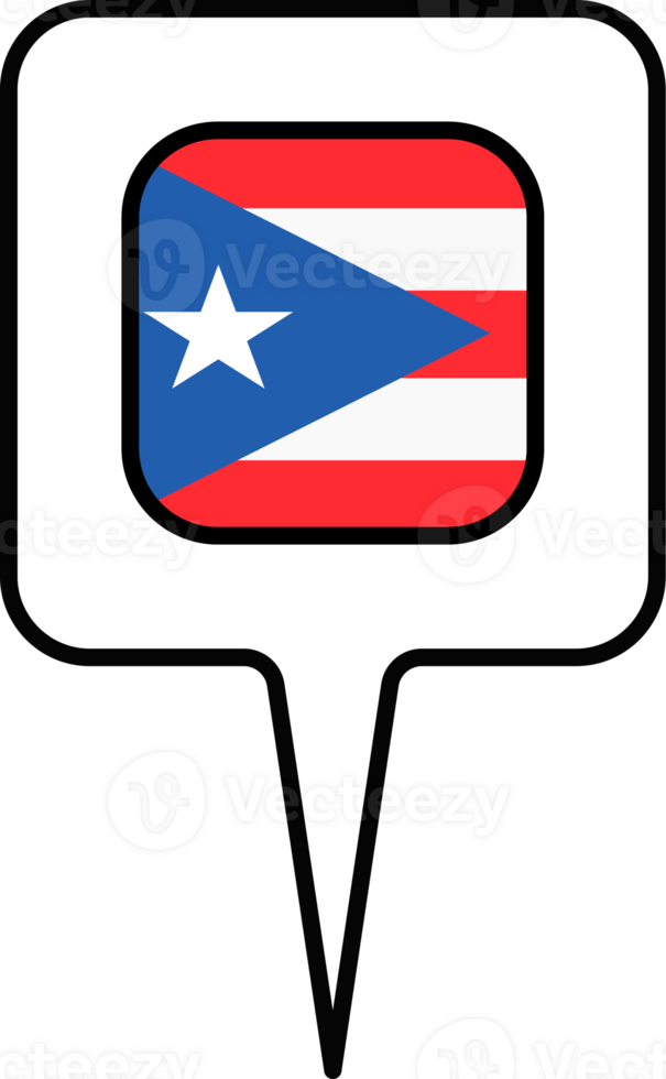 Puerto Rico flag Map pointer icon, square design. png