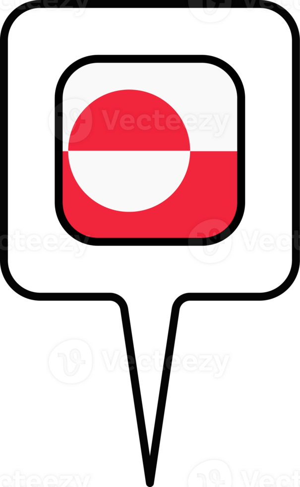 Greenland flag Map pointer icon, square design. png