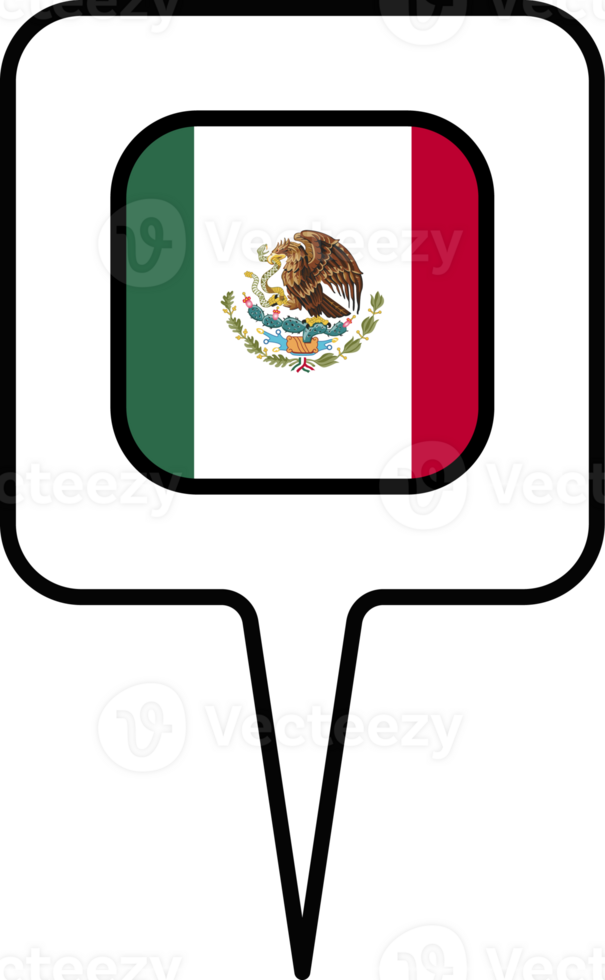 Mexico flag Map pointer icon, square design. png