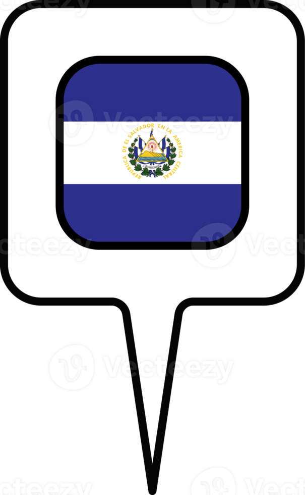 El Salvador flag Map pointer icon, square design. png