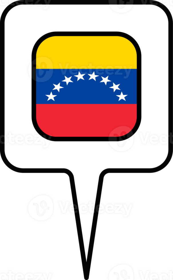 Venezuela flag Map pointer icon, square design. png