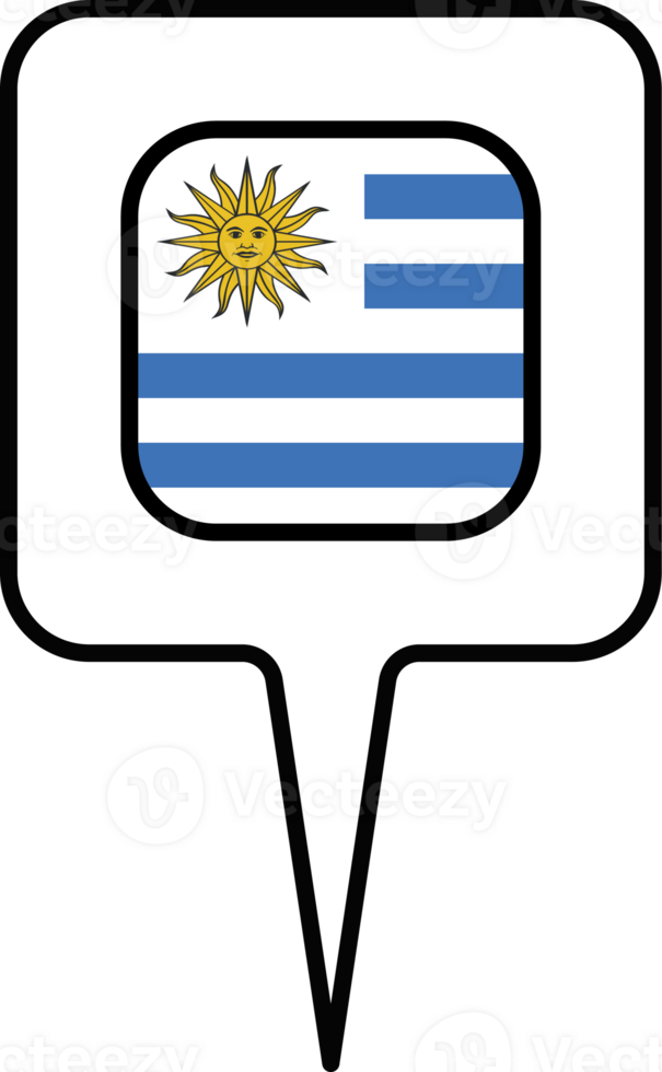Uruguay flag Map pointer icon, square design. png
