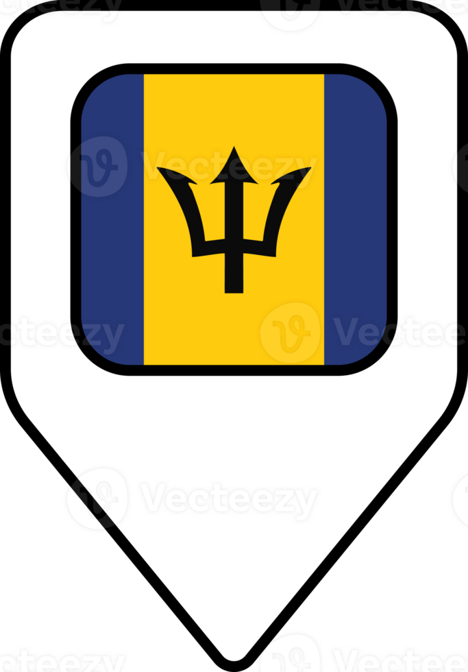 Barbados flag map pin navigation icon, square design. png