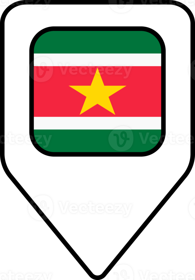 Suriname flag map pin navigation icon, square design. png